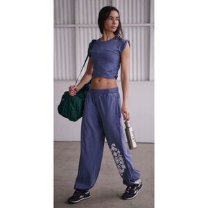 Free People Movement Blue Relaxed Fit Hot Shot Crossover Set Size Large NWT